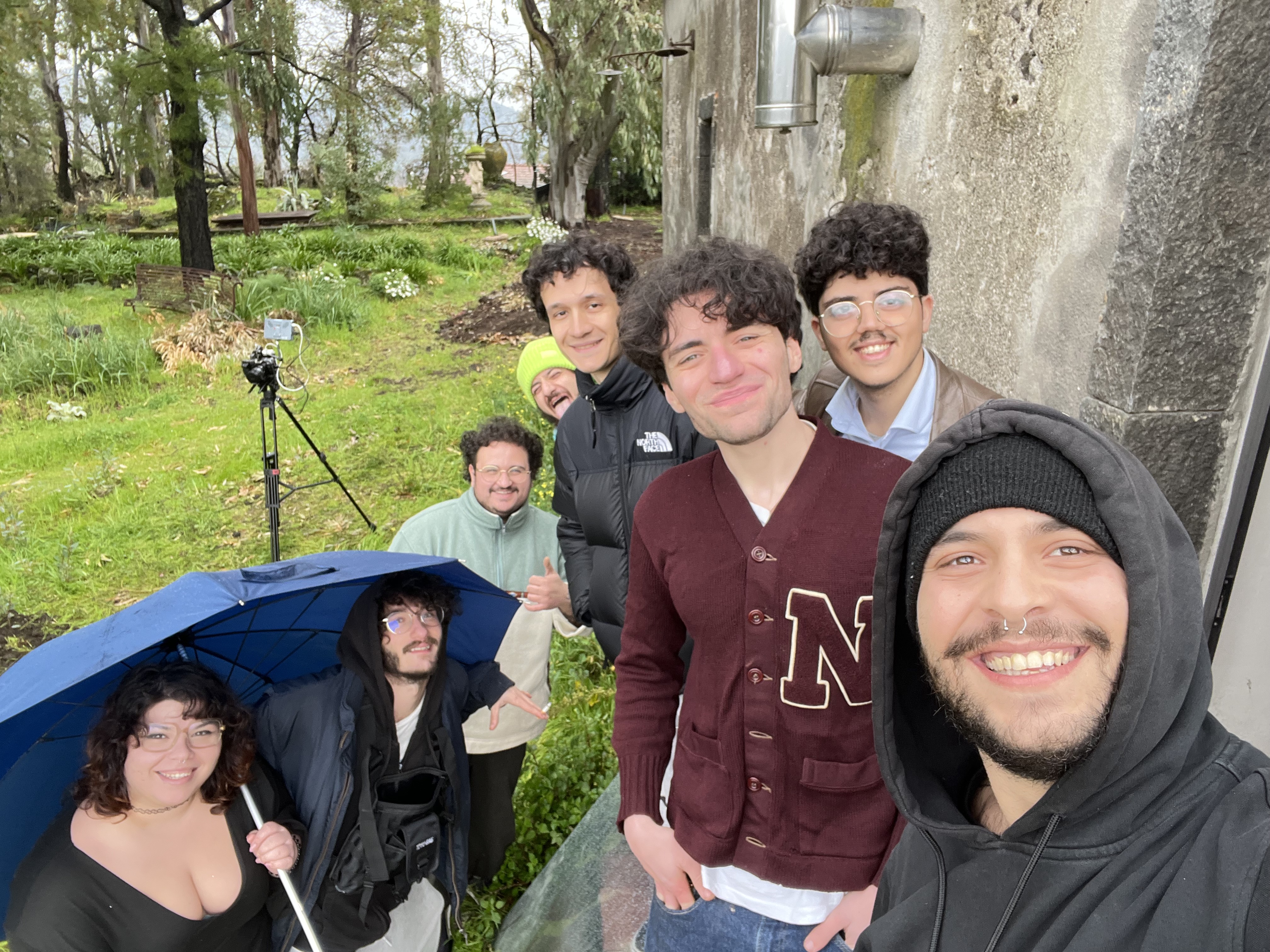 Gianmarco and the Mare Neve crew together on set
