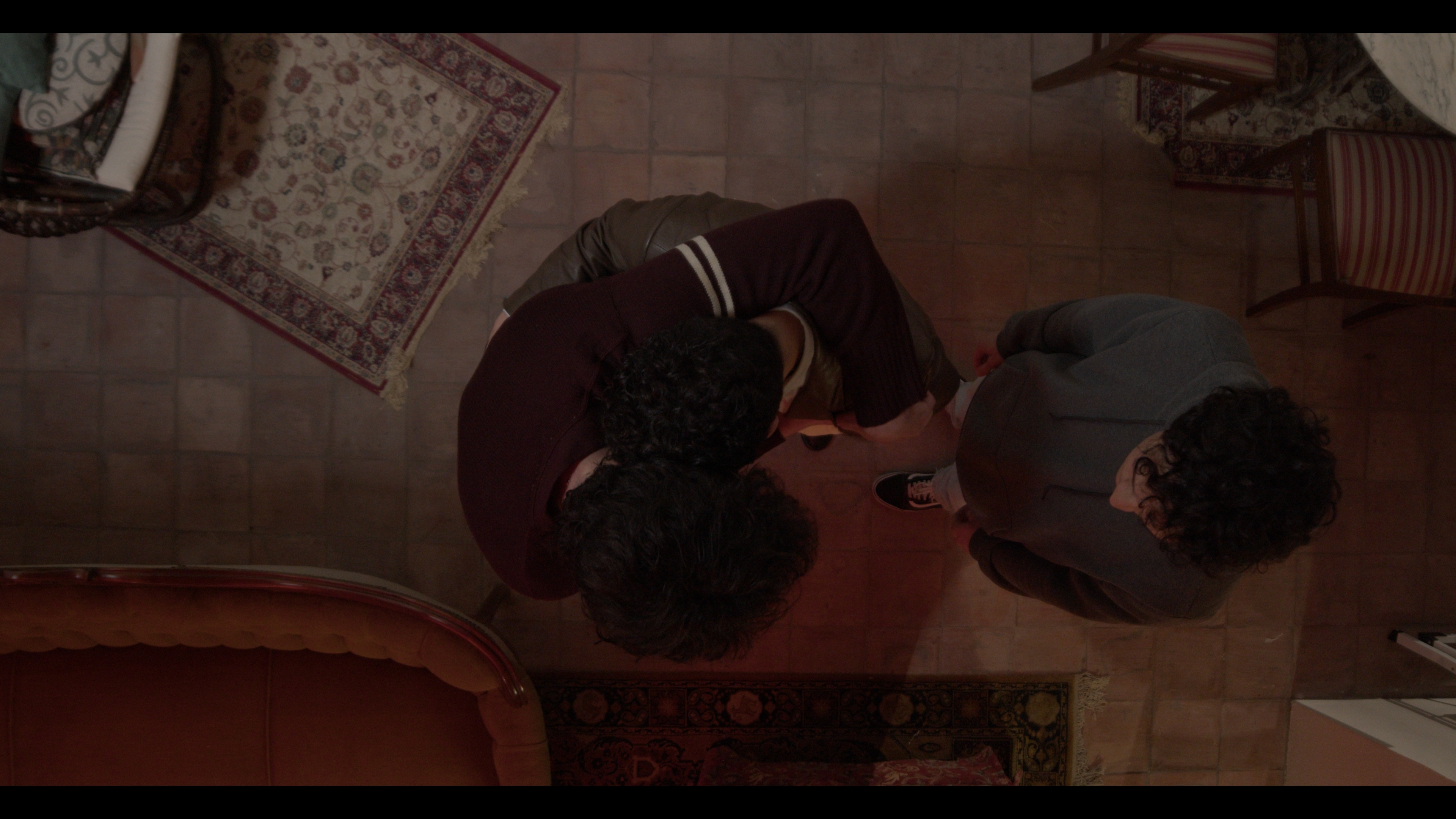 Overhead shot of the three protagonists