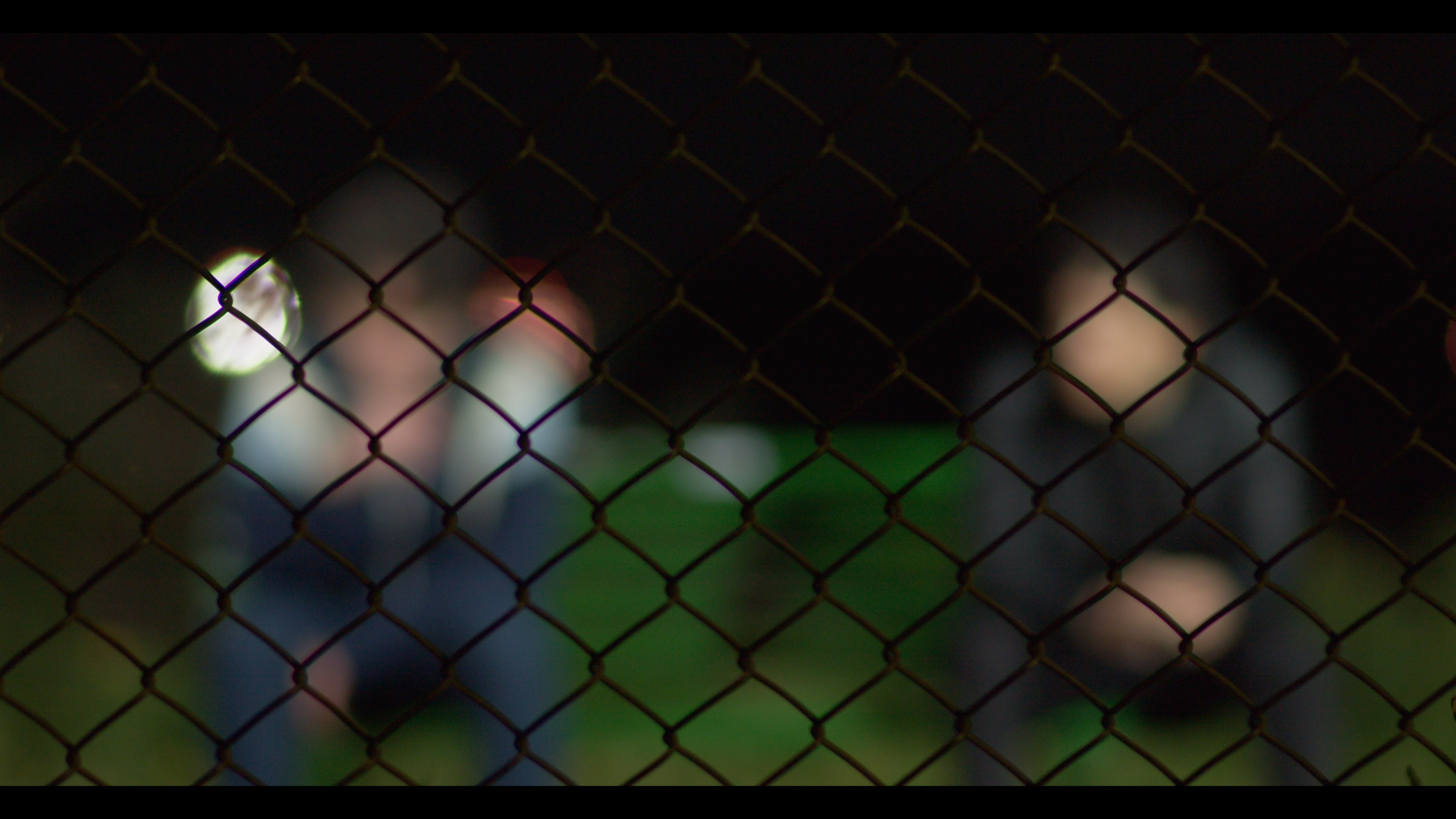 The protagonists seen behind a fence